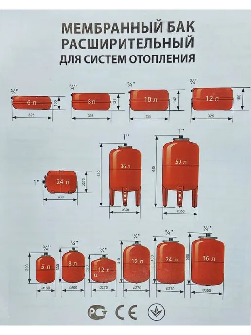 Расширительный бак для систем отопления AquaTim 12л. плоский (Арт.VF-12LD) — фото 4