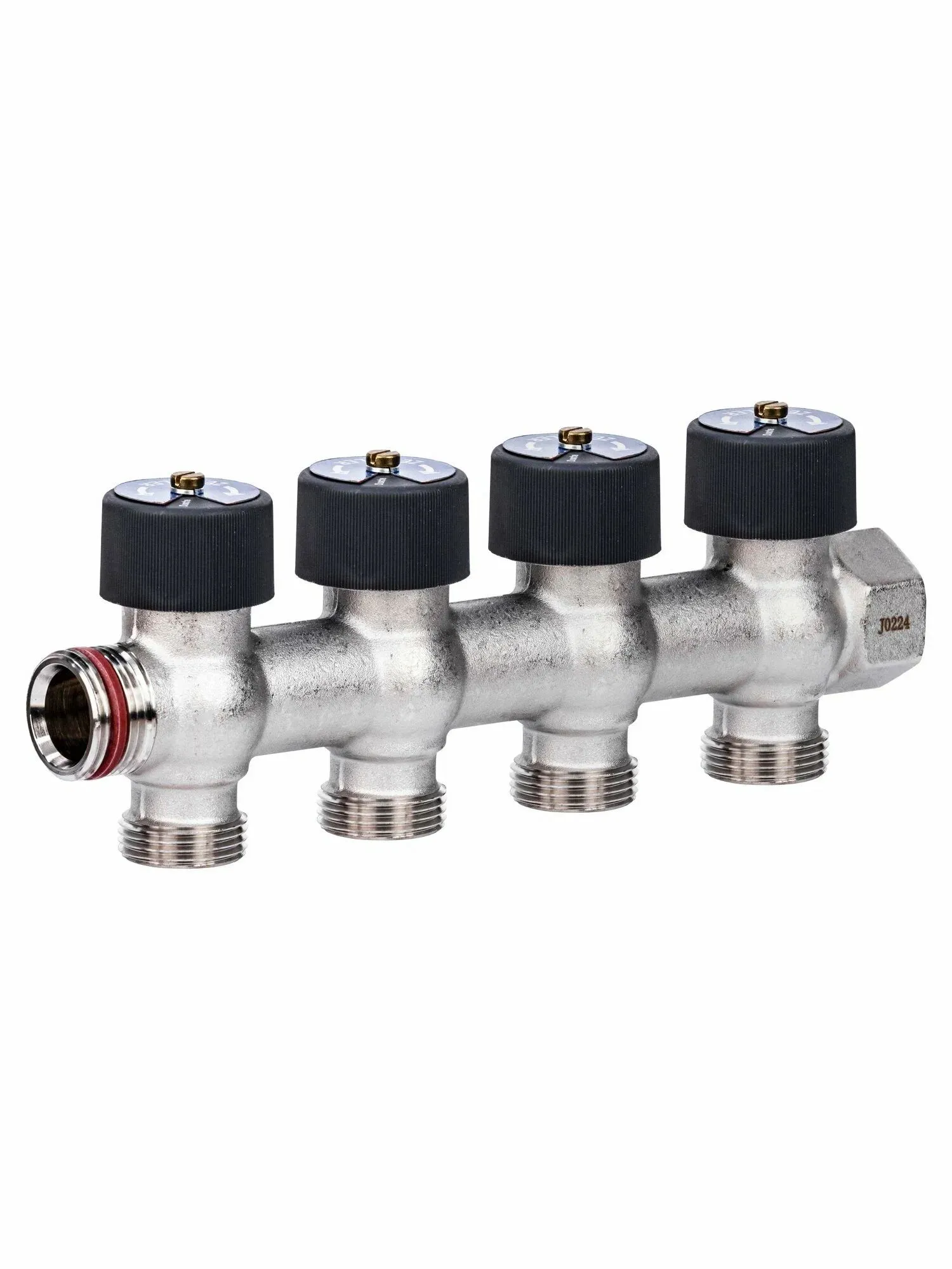 Коллектор распределительный Zeissler 3/4" х 3/4" под евроконус 4 выхода никелированный