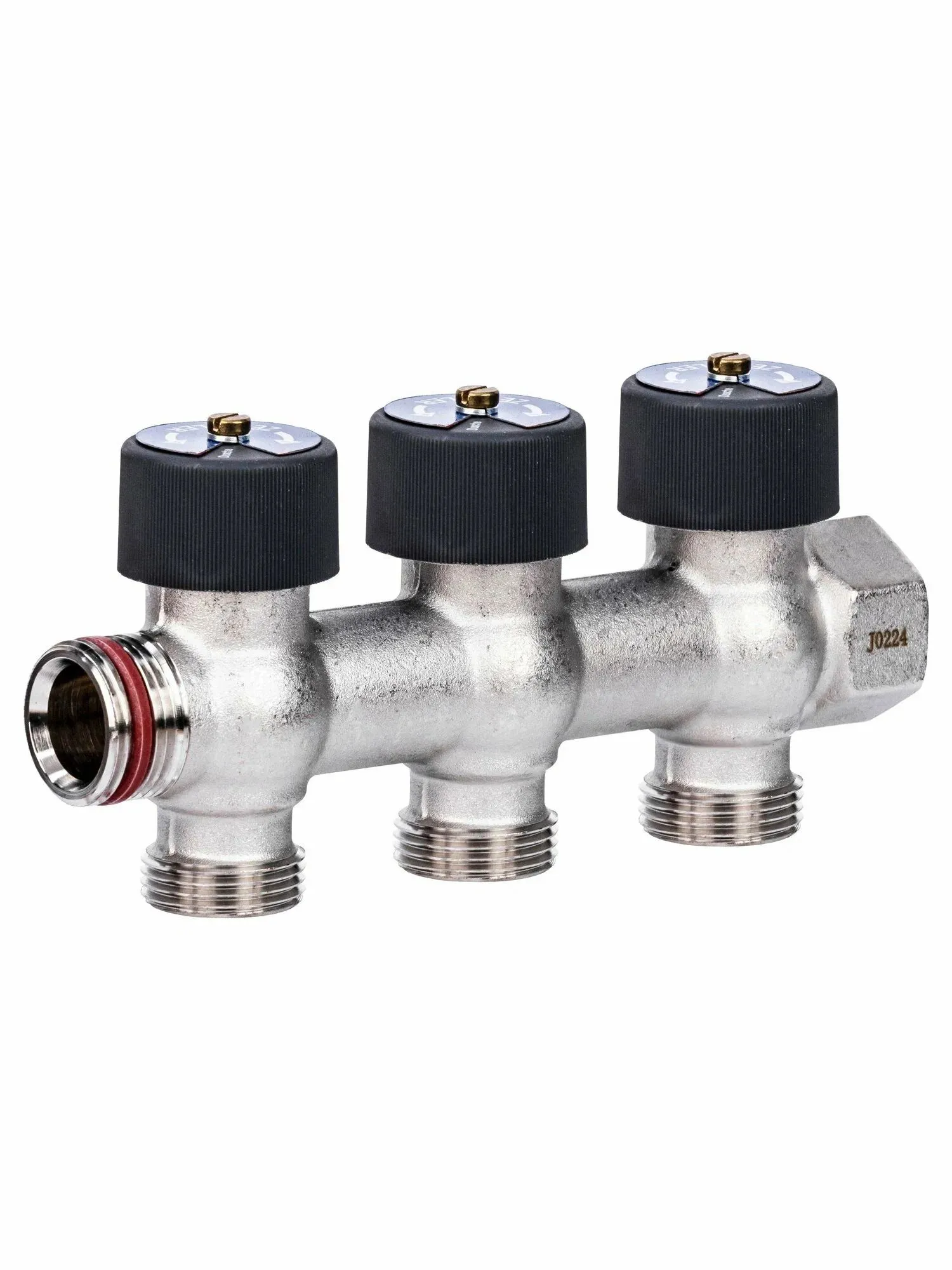 Коллектор распределительный Zeissler 3/4" х 3/4" под евроконус 3 выхода никелированный