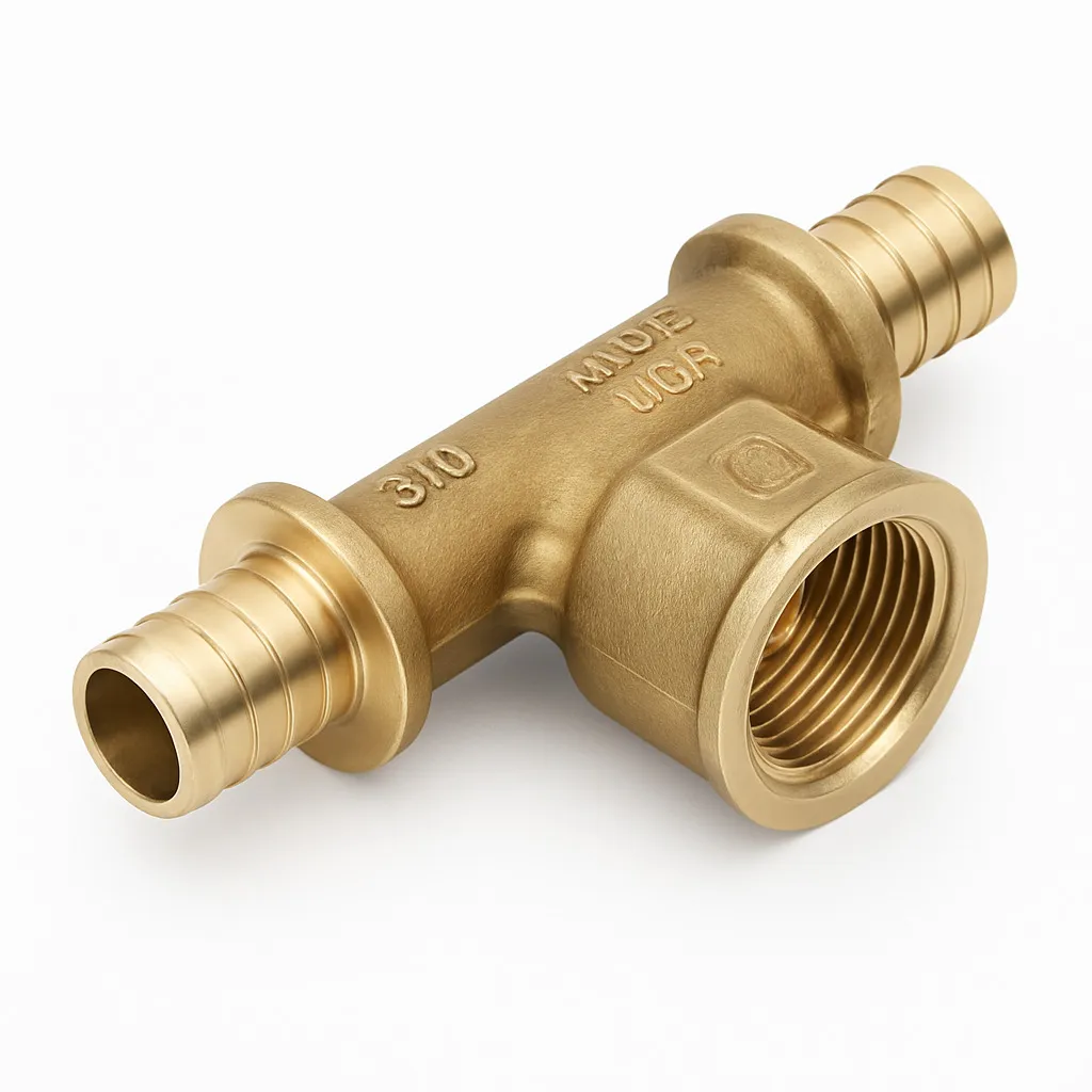 Тройник для аксиальной опрессовки Stout с ВнР 20 (2.8) мм х 1/2" латунь