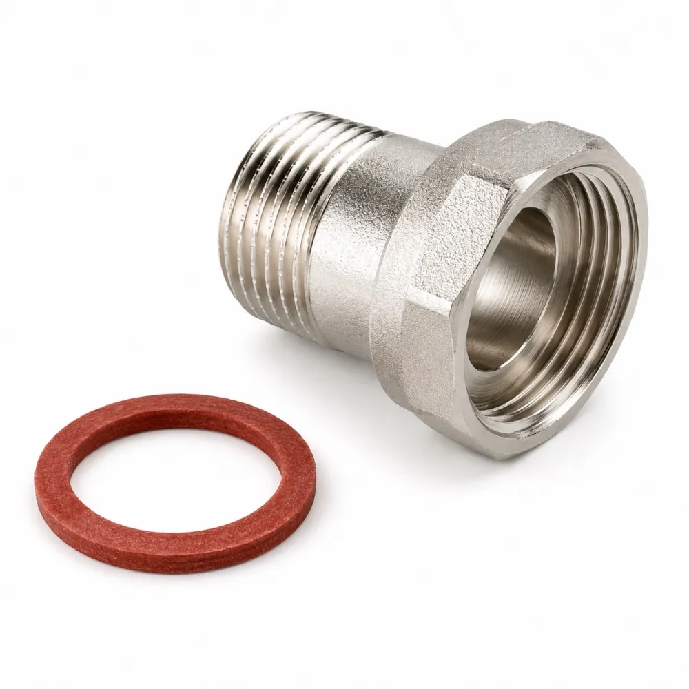 Полусгон никелированный с накидной гайкой Zeissler 1" х 3/4" наружная резьба — фото 3