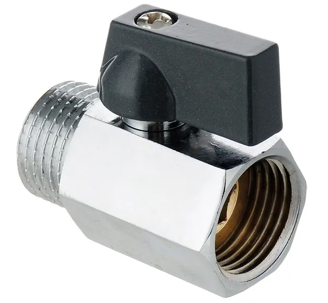 Кран шаровой мини Tim ВН 1/2" никелированный черные ручки