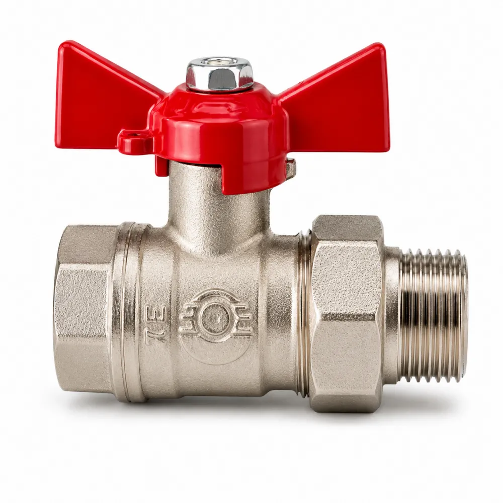 Кран шаровой Valfex Optima Ду20 (3/4") ВН с американкой, ручка-бабочка, никелированный — фото 2