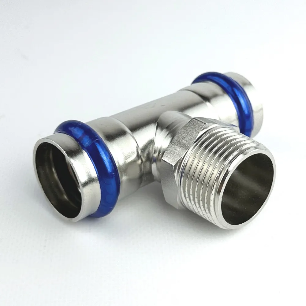Пресс-тройник 15мм х 1/2" НР из нержавеющей стали ZTI.533.150415