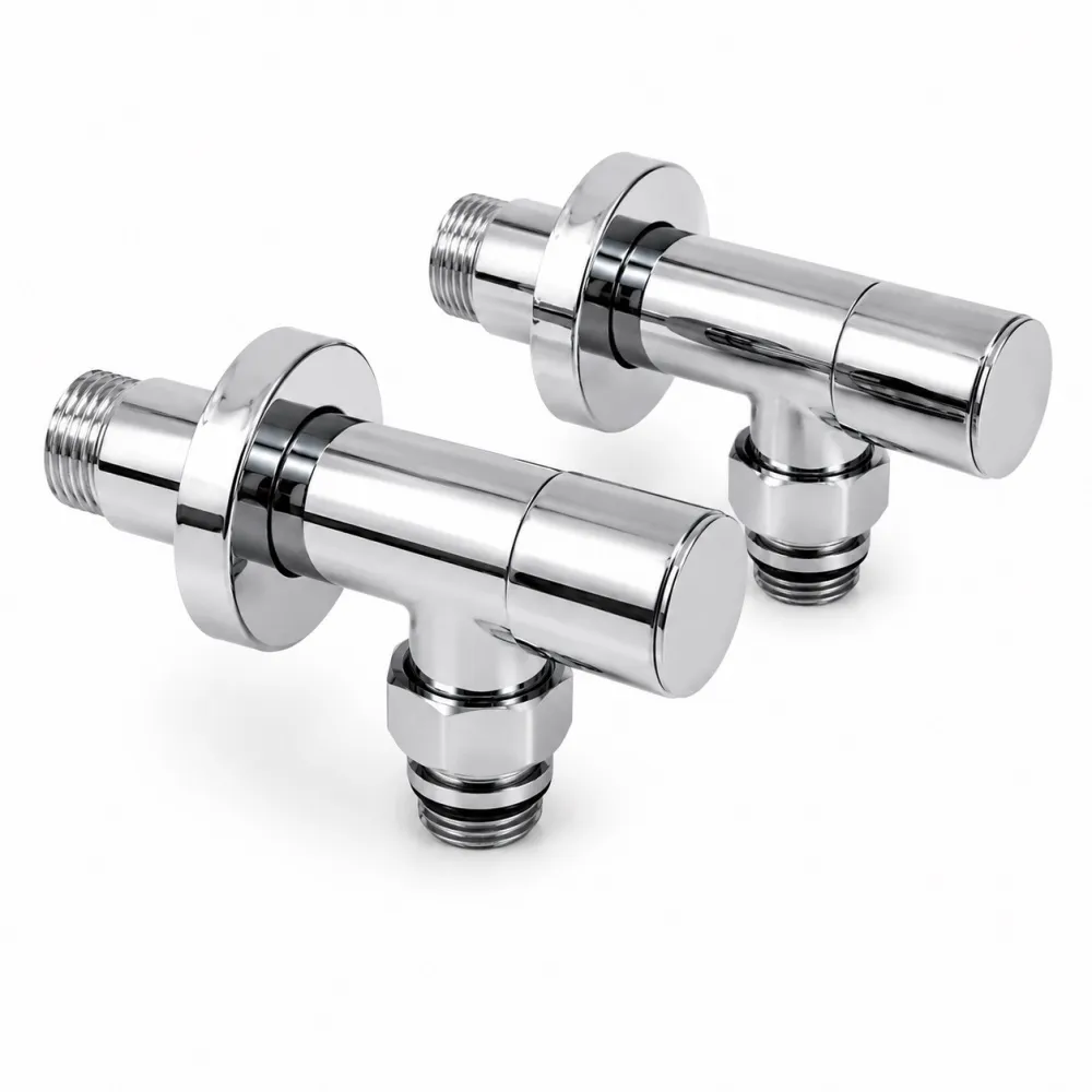 Вентиль для полотенцесушителя Tim KV01-LMM022 НН 1/2" х 1/2" угловой (2 шт) хром