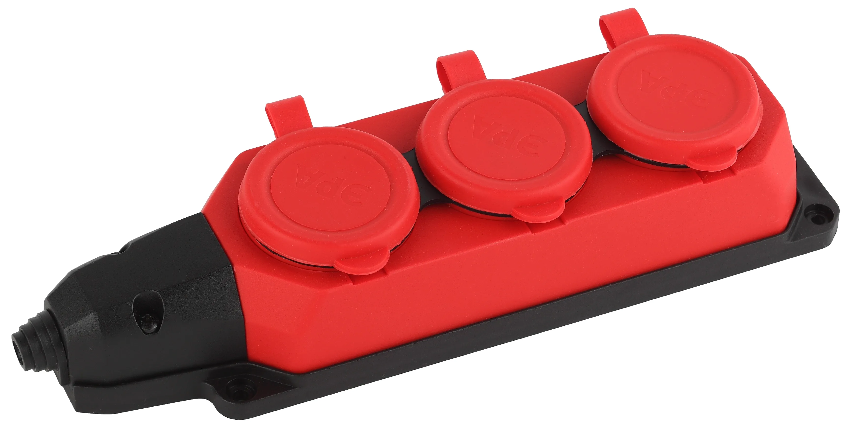 Колодка каучуковая ЭРА KX-3e-RED-IP44 3-местная с заземлением 16A 220В IP44 настенная красная