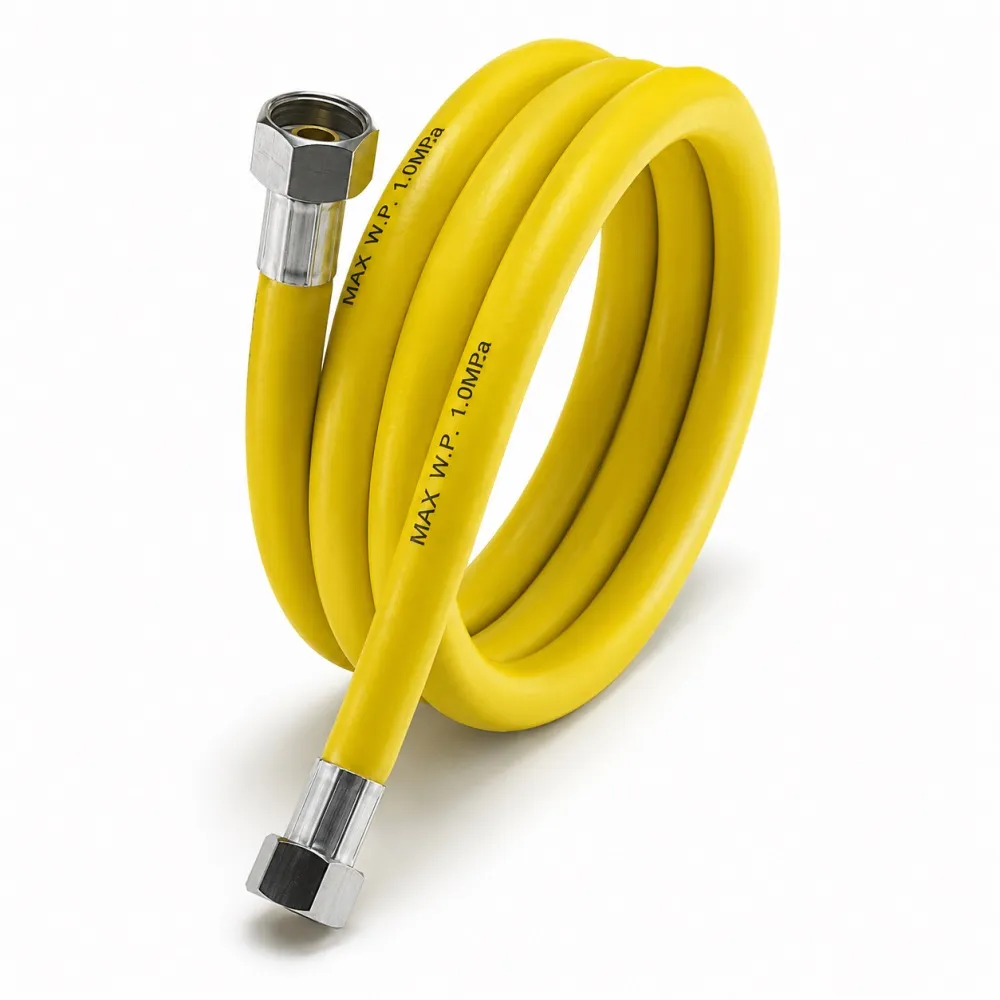 Шланг для газа с PVC покрытием TIM, 1/2" гайка - гайка 100 см желтый