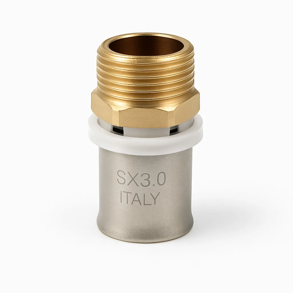 Пресс-фитинг соединение Tim НР 16мм x 1/2" латунь  арт. F-S1602MN — фото 4