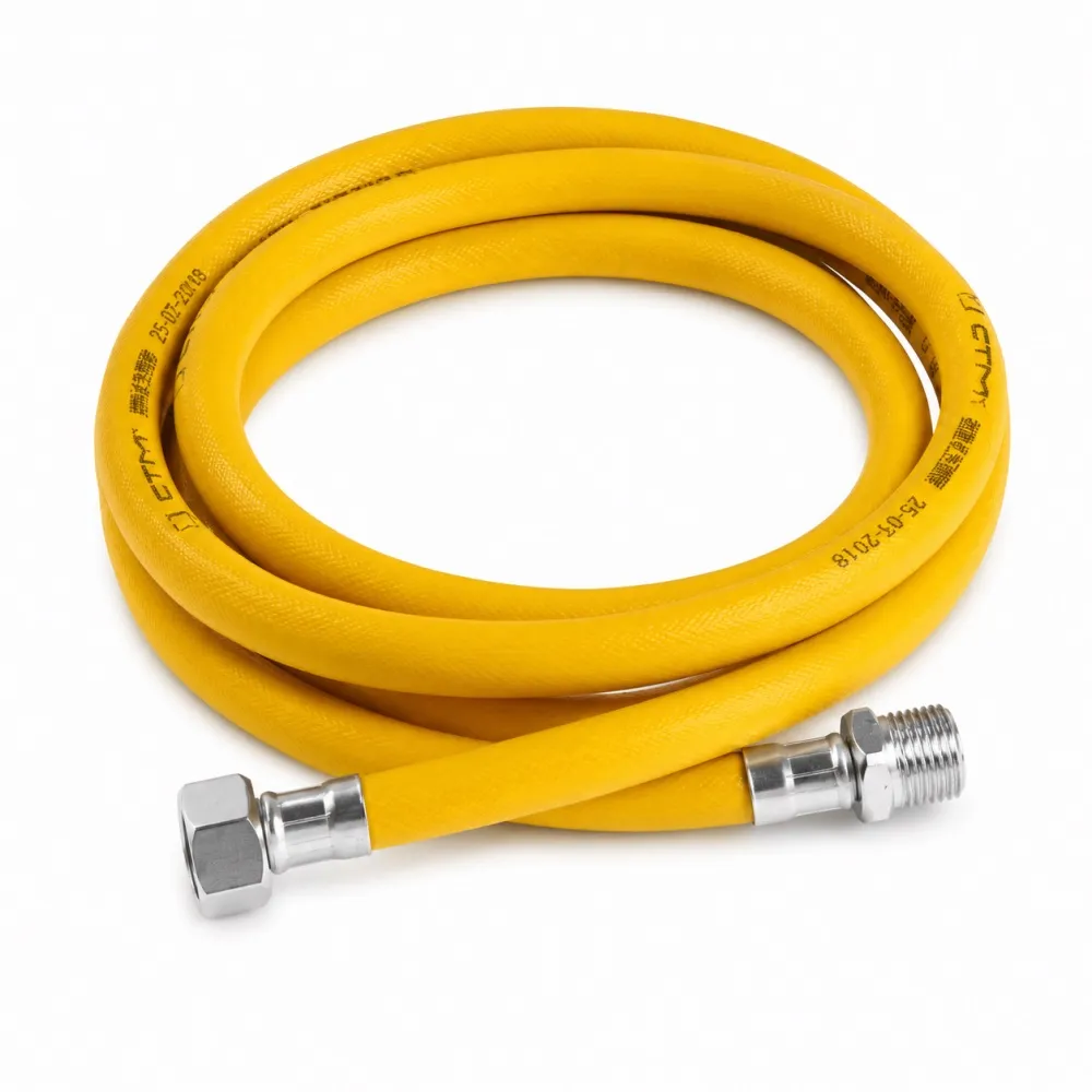 Шланг для газа с PVC покрытием TIM, 1/2" гайка - штуцер 200 см желтый