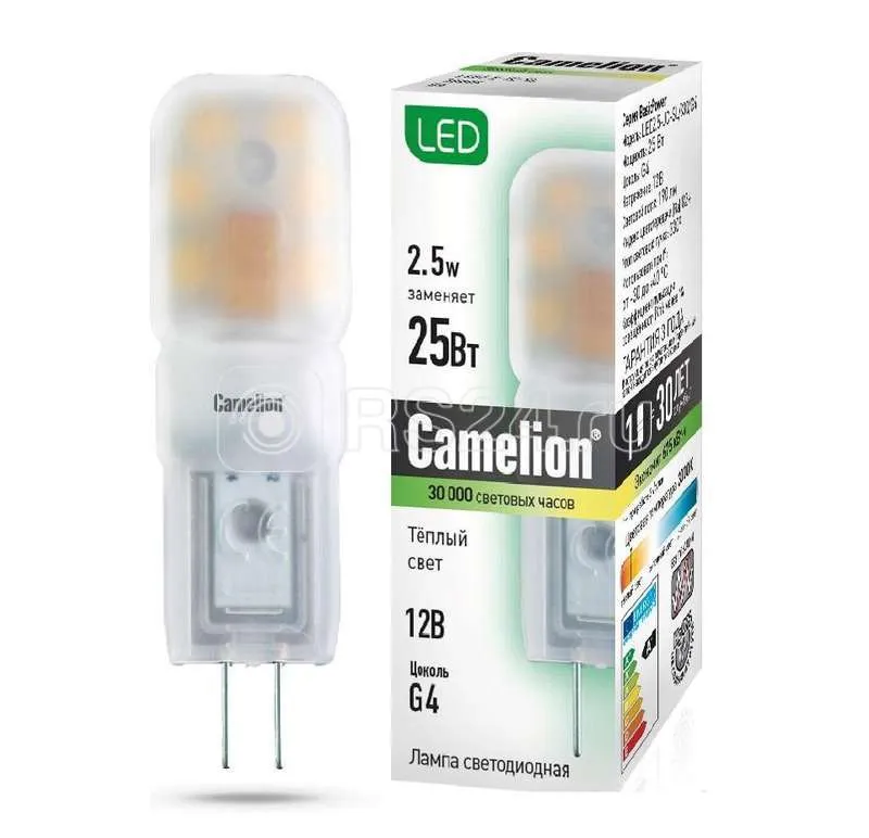 Лампа светодиодная Camelion G4 12B 2.5Вт теплый свет