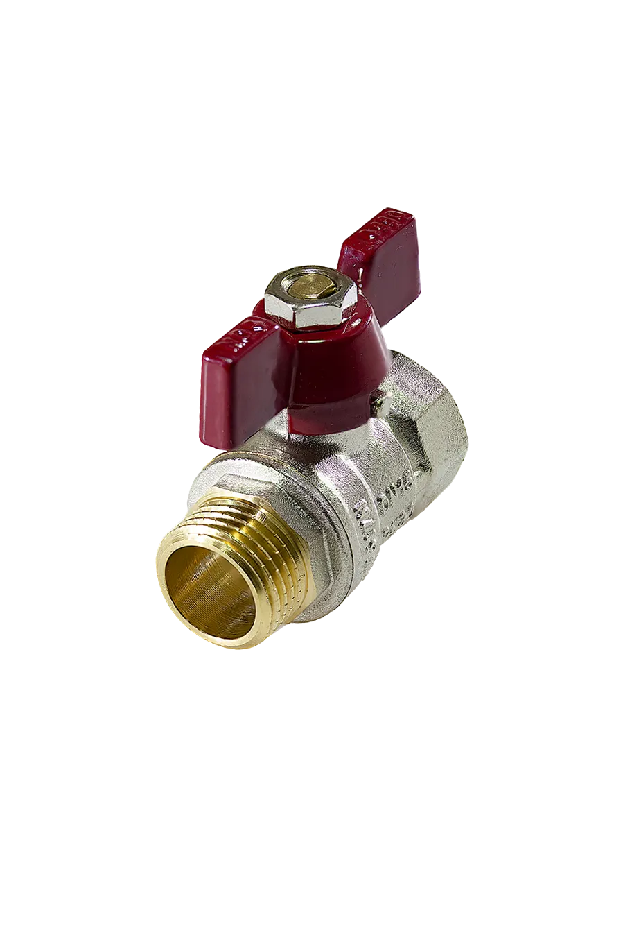 Кран шаровой Tim Standart 1/2" ВН, ручка-бабочка, никелированный, BV204-2N