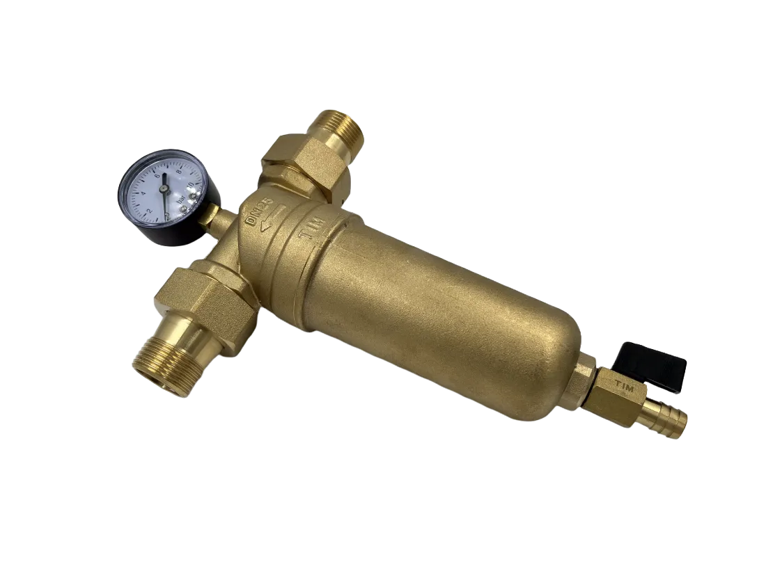 Фильтр механической тонкой очистки Tim JH-2001 3/4" самопромывной, с манометром — фото 2
